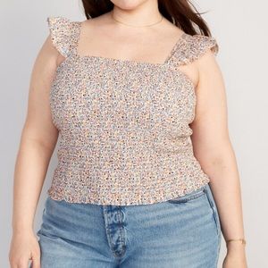 New Old Navy Women’s Fitted Ruffle-Trim Smocked Top Floral Size 2X NWT